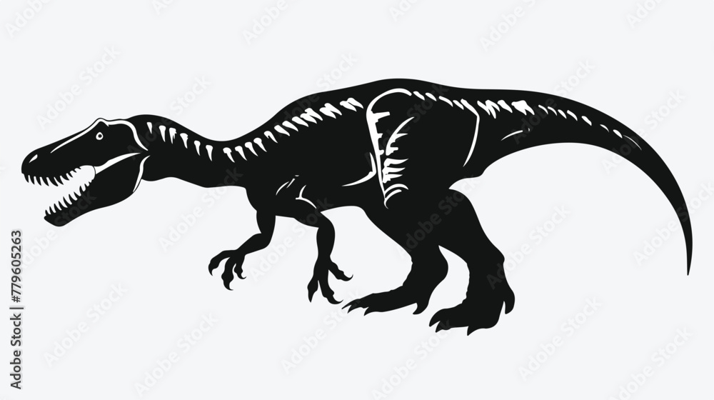 Graphical black Silhouette dinosaur isolated on white