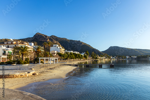 Early morning at Platja d'Albercutx in the bay of Port de Pollenca on Mallorca, Spain photo