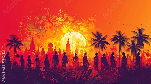 Greeting illustration of Happy Gudi Padwa Festival. Hindu New Year festival celebrated in India.