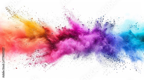 Vibrant color powder explosion on white background photo
