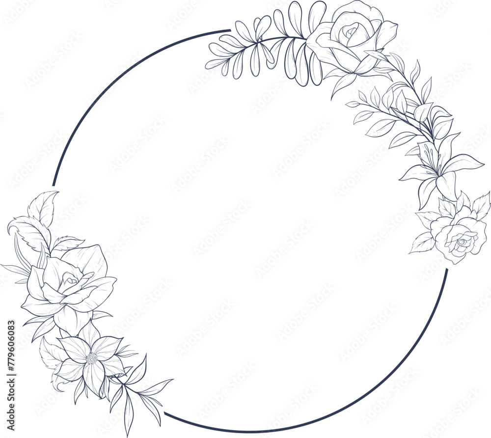 frame with flowers and leaves frame with flowers and leaves