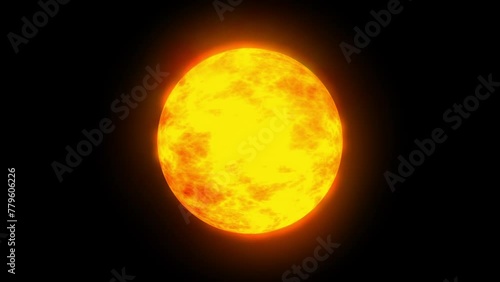 Yellow sun or star. CGI and 3d animation. Procedural Rendering. photo