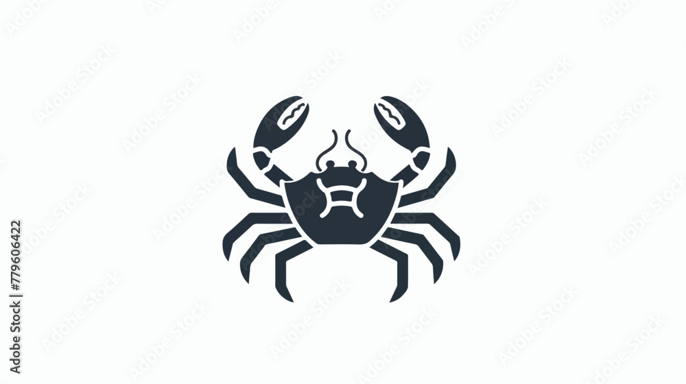 Grey line Crab icon isolated on white background. vector