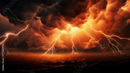  Lightning strikes the sky It represents the mysterious power of nature.  photo