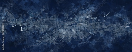Navy Blue and white pattern with a Navy Blue background map lines sigths and pattern with topography sights in a city backdrop