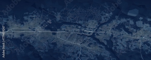 Navy Blue and white pattern with a Navy Blue background map lines sigths and pattern with topography sights in a city backdrop