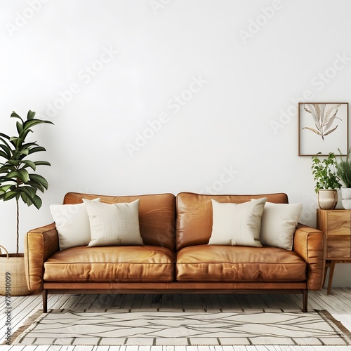 Luxe Living: Elegance Defined with Leather Sofa and Wall D�cor