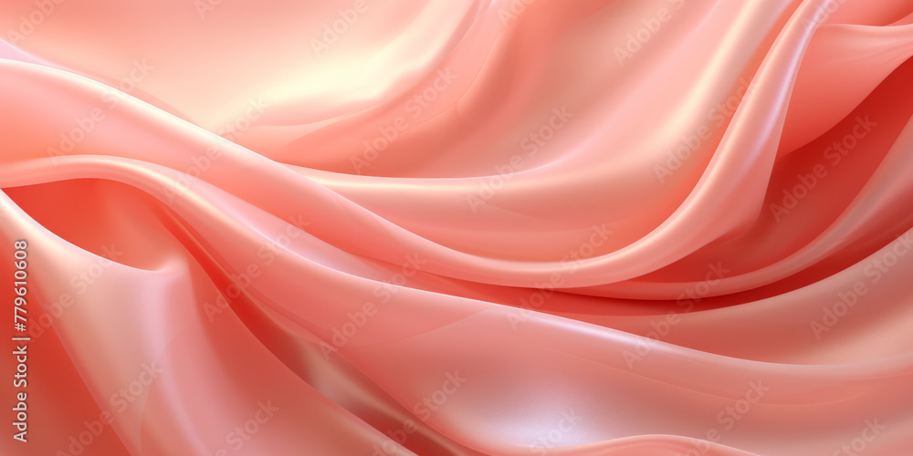 Soft silk with large fold waves into a fresh Peach color background Soft silk with large fold waves into a fresh Peach color background