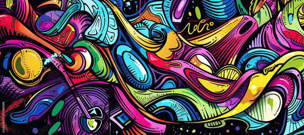 Naklejka premium Graffiti wall abstract isolated on black background
