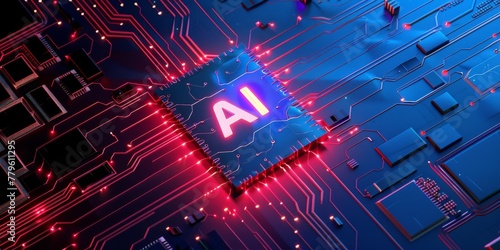 State-of-the-art artificial intelligence chip, on its surface are written the words AI