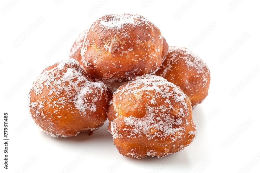 Dutch pastries with sugar on white background