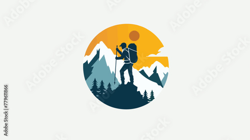Hiking adventure logo design vector Flat vector isolated © Bill