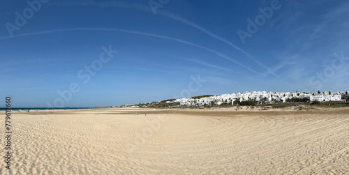 Panorama from the beach at the city Conil de la Frontera