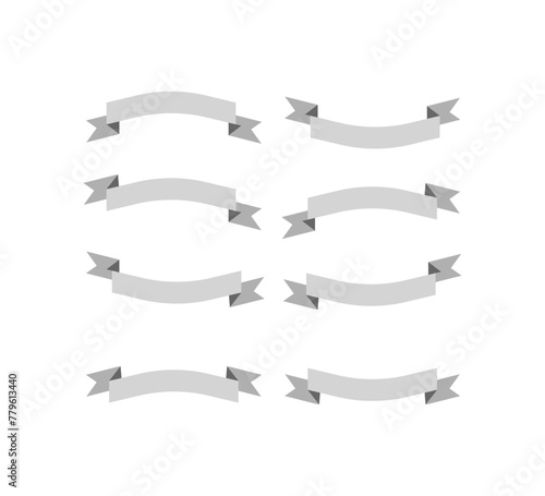 Ribbon mockups for text. Flat, gray, collection of ribbons for inscriptions, layout of ribbon banners. Vector icons