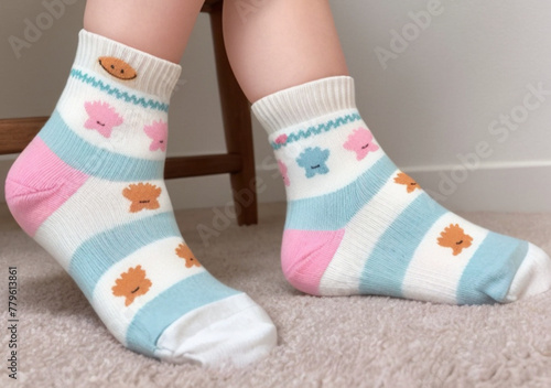 Patterned socks. Couple of socks. Children s socks.