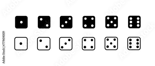 Set of dice. Silhouette, black, dice collection. Vector icons