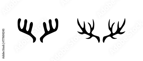 Deer antlers icons. Silhouette, black, deer antlers icons. Vector icons