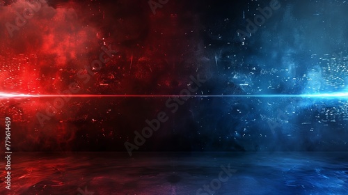 A vibrant versus screen displaying a confrontation between red and dark blue backgrounds, symbolizing the intensity of competition