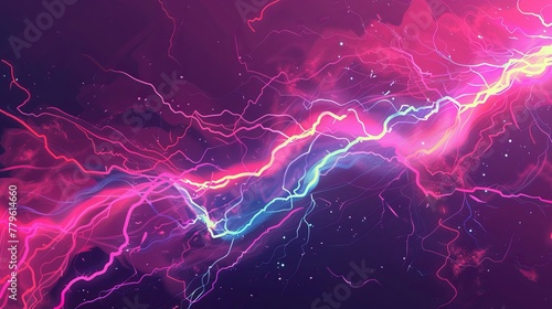 An abstract depiction of electric lightning in vector format, serving as a concept for battles, confrontations, or fights, highlighting the electric energy of competition © Orxan