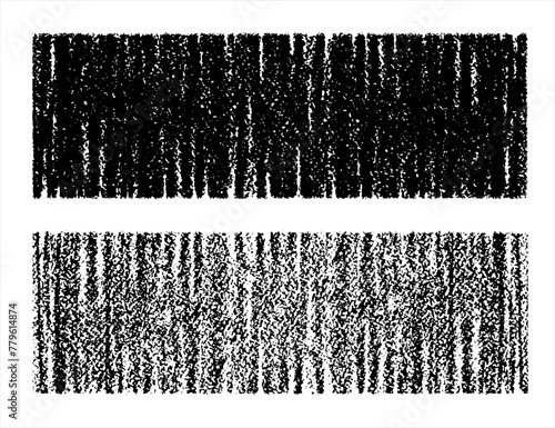 Charcoal, chalk, black pastel, pen vector hand drawn grunge grain textures. Rectangle long banner shape. Text background, border or header template. Rough artistic parallel vertical hatching. 