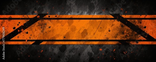 Orange black grunge diagonal stripes industrial background warning frame, vector grunge texture warn caution, construction, safety background with copy space for photo or text design