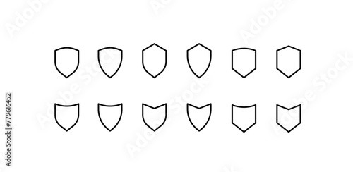 Shield icons set. Outline, shield set for protection design, shield icons collection. Vector icons