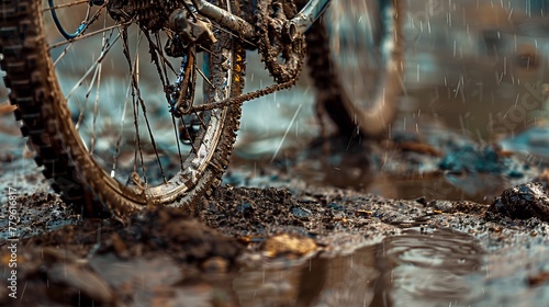 extremely dirty muddy bike close up photo