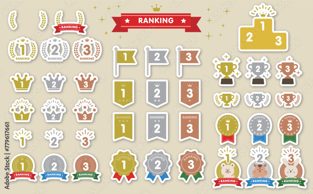 立体のベクターのランキングアイコンセット 立体のベクターのランキングアイコンセット