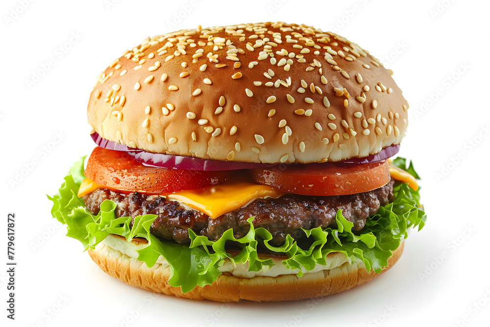 Realistic burger on white background Realistic burger on white background