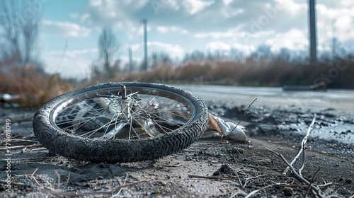 bicycle tire blew up, the bicycle tire burst photo