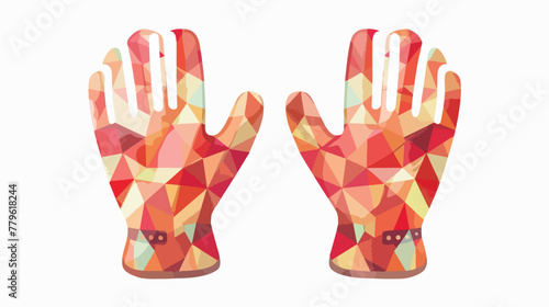 Isolated geometric kitchen gloves on a white background