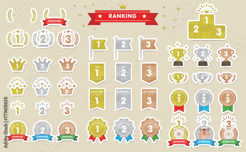 立体の手描き風ベクターのランキングアイコンセット