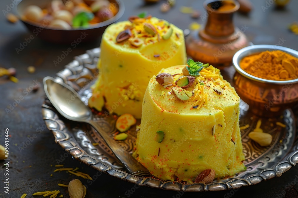 Homemade Rajasthani kulfi with saffron pistachio cashew almonds Homemade Rajasthani kulfi with saffron pistachio cashew almonds