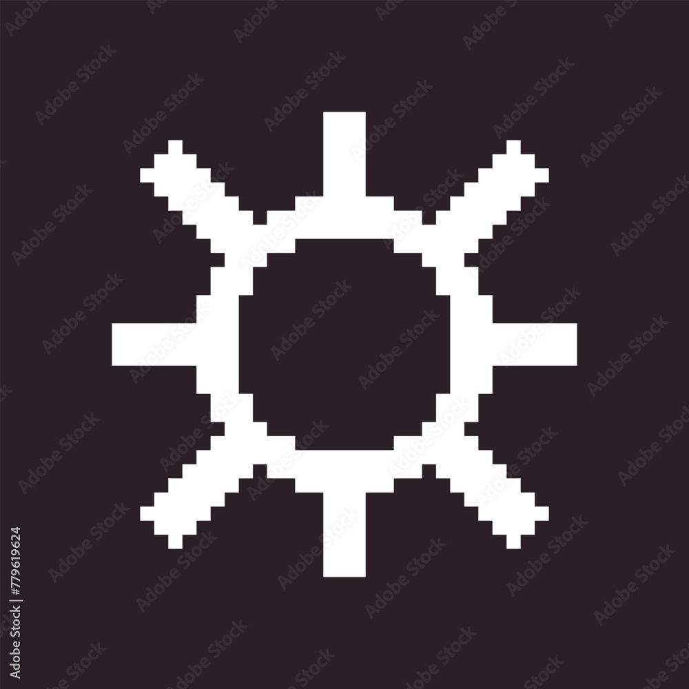 black and white simple flat 1bit vector pixel art icon of retro cartoon sun. sunlight sign black and white simple flat 1bit vector pixel art icon of retro cartoon sun. sunlight sign