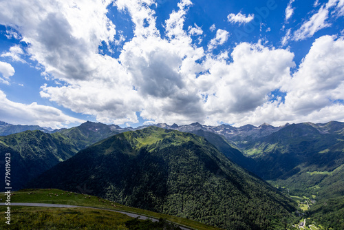 Summer landscape and clouds in Bagneres Luchon in Pyrenees, France photo