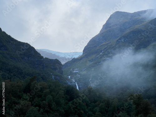 Autumn landscape in Briksdalbreen glacier valley in South Norway, Europe. © Alberto Gonzalez 