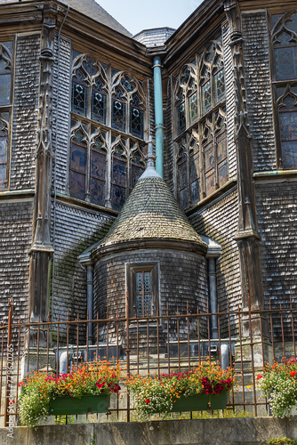 The amazing, double-roofed church of St Catherine's in Honfleur, almost entirely built out of wood, dates back to 15C after Hundred Years War. Honfleur, Calvados department, Lower Normandy, France.