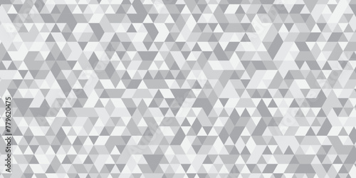 Abstract geometric white and gray background seamless mosaic and low polygon triangle texture wallpaper. Triangle shape retro wall grid pattern geometric ornament tile vector square element. photo