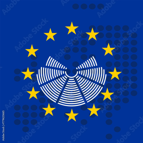 european parliament symbol and yellow stars, european elections vector poster