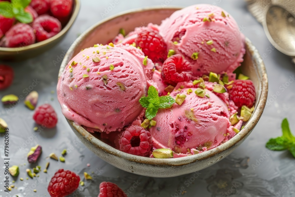 Indian raspberry and pistachio kulfi ice cream Indian raspberry and pistachio kulfi ice cream