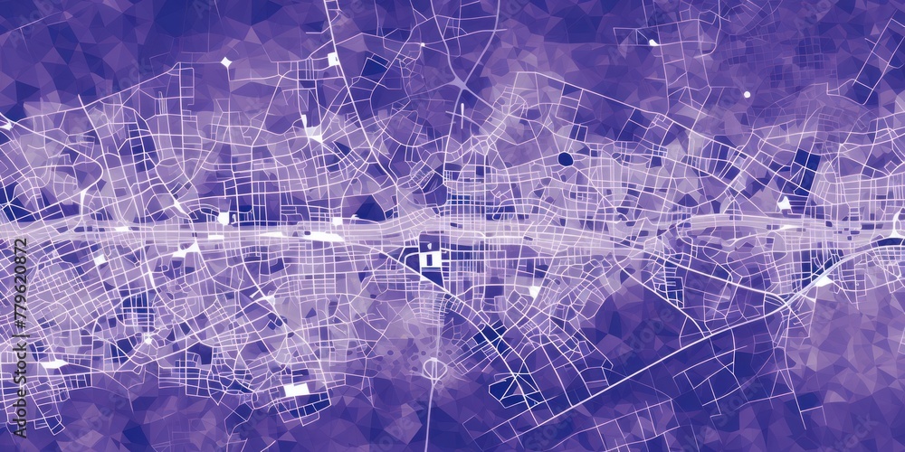 Purple and white pattern with a Purple background map lines sigths and pattern with topography sights in a city backdrop