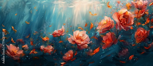 Whispering petals and wings floating in an oil-painted s