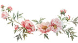 Hand painted peony floral bouquet circle border water