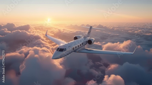 Aerial View of a Private Jet in Flight photo