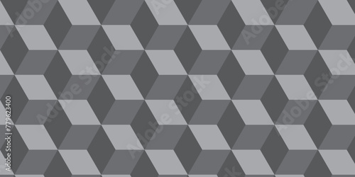 Gray background from cubes and lines. Geometric seamless pattern cube. Cubes mosaic shape vector design. 