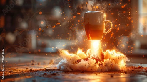 Energizing morning coffee with dynamic splash © Denys