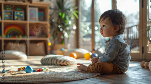 little child playing with toys