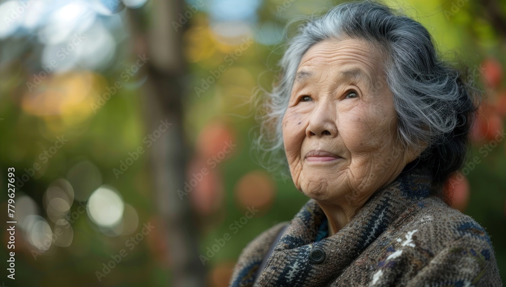 Graceful Elderly Woman Reflecting on a Lifetime of Stories Generative AI.