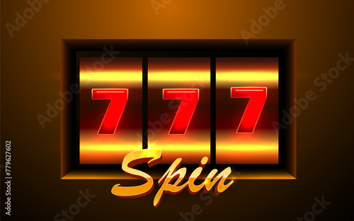 Golden slot machine wins the jackpot. 777 Big win concept. Casino jackpot.