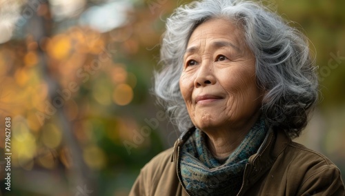 Graceful Elderly Woman Reflecting on a Lifetime of Stories Generative AI.